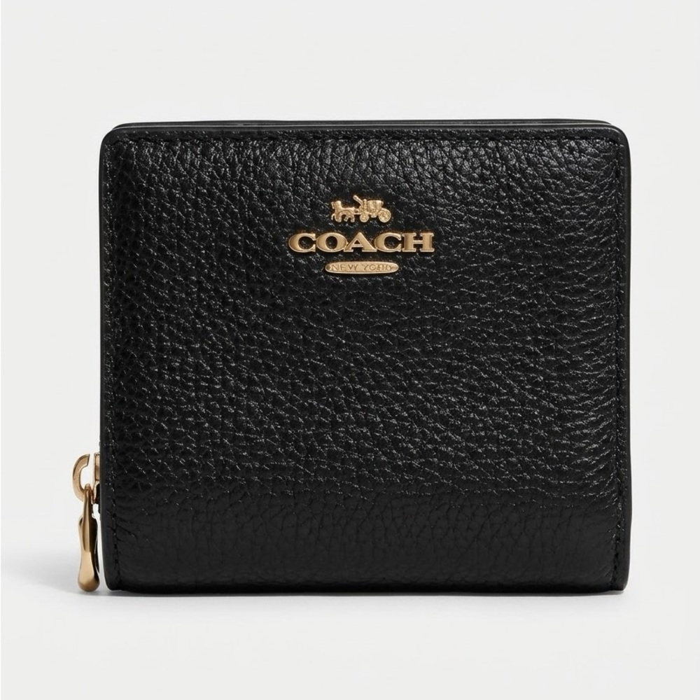 Coach Refined Black Pebble Leather Snap Wallet